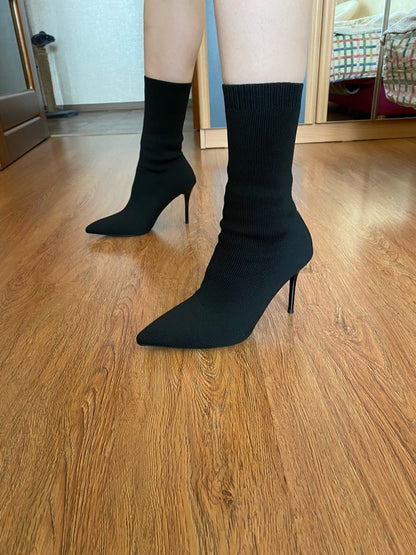 Brand Fashion Women Boots Sexy Ankle Boots for Women High Heel Shoes Woman Autumn Winter Boots Female Heeled Black Boots