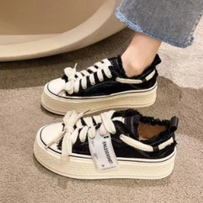 Small Fragrance Canvas  Women Thin Spring New Ins Tide Korean Version Beggar Shoes Small White Shoes Skateboard Shoes