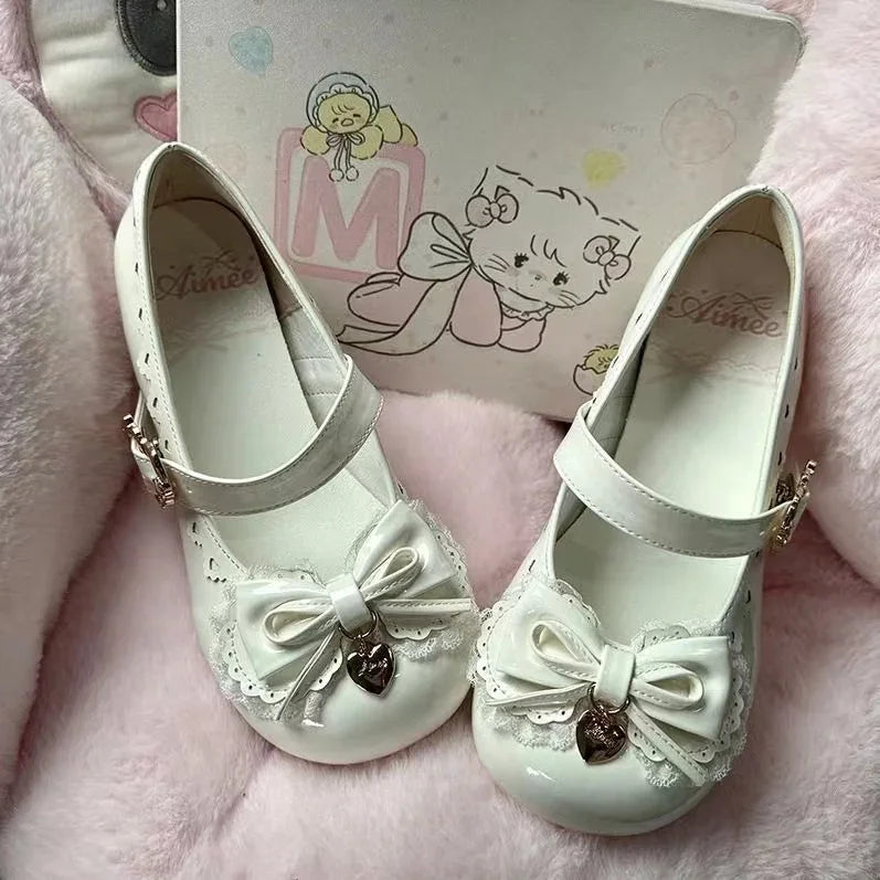 Futurecen  -  Japanese Kawaii Lolita Mary Janes Shoes Women Bow-knot Vintage Sweet Pumps Shoes Female Elegant Fashion Buckle Strap Shoes