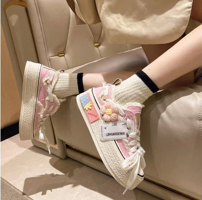 Small Fragrance Canvas  Women Thin Spring New Ins Tide Korean Version Beggar Shoes Small White Shoes Skateboard Shoes