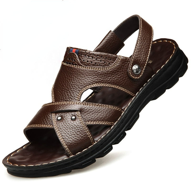 Men's Sandals Summer New Hot Selling Waterproof Non-slip Genuine Leather Sandals Soft Sole Slippers Breathable Casual Shoes