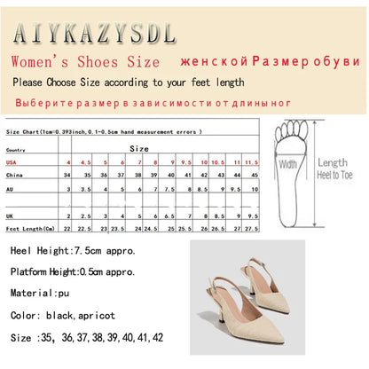 Futurecen  -  Dress Work Female Pumps Women Texture Slingback Buckle Back Strap Pointed Toe High Heel Sandals Basic Shoes Plus Size