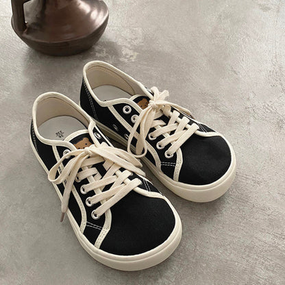 Designer Canvas Shoes Women Low Top Sneakers Wide Toe Lace Up Trainers Shoes Girls Red Blue Sneakers Girls Tenis Plimsolls