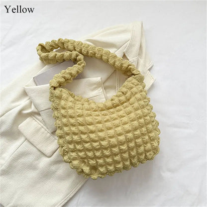 binfenxie Large Capacity Shoulder Bag Embroidered Plaid Quilted Crossbody Bag Underarm Bag Tote Bag Tote Bag Pleated Bubbles Handbag