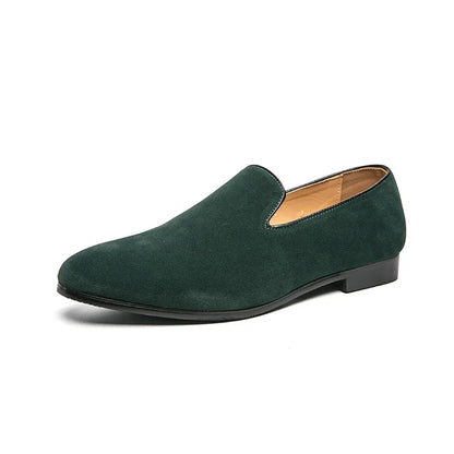 Trendy Brand Men's Suede Shoes Soft Soled Men's Flat Shoes Outdoor Men's Casual Shoes Green Men's Business Shoes Men's Loafers