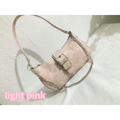 binfenxie Y2K Sweet Cool Girls Underarm Bag Fashion Women's Pink Shoulder Crossbody Bags Retro Chain Female Clutch Tote Purse Handbags