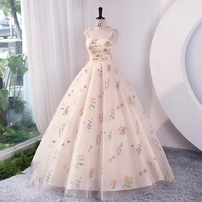 Luxury Floral Embroidery Long Prom Evening Wedding Shooting Dresses Women Summer Party Formal Occasions Reception Dress