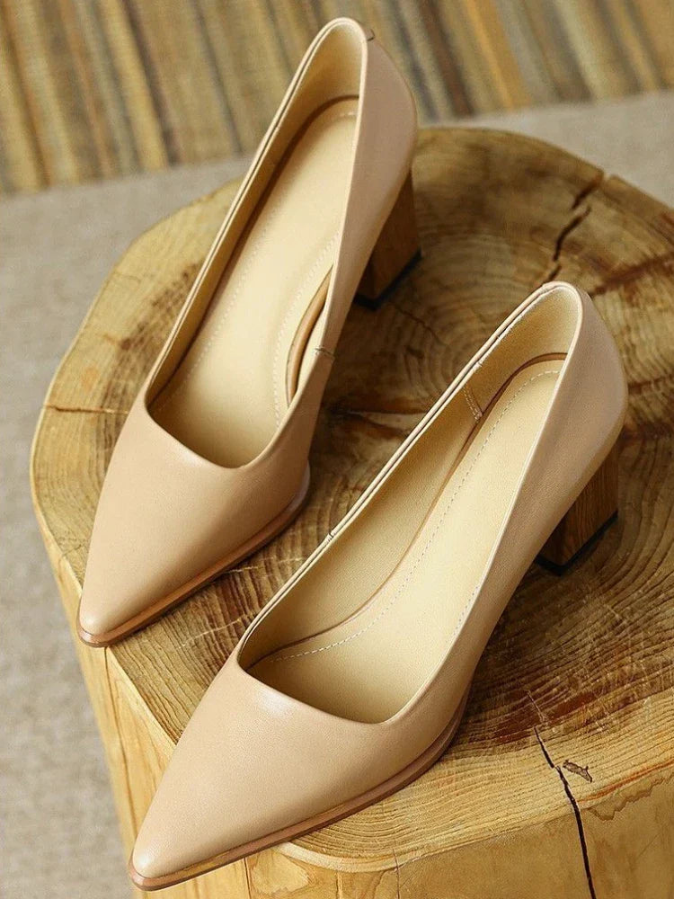 Women's Summer Footwear Pumps Formal Shoes for Woman Pointed Toe Office Black Moccasins on Heeled High Heels Quality Trend