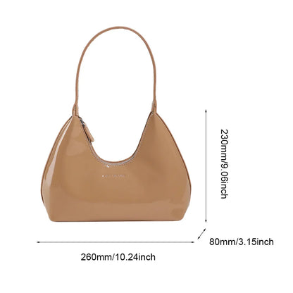 binfenxie Women Patent Leather Tote Bag Versatile Fashion Shoulder Bag Casual Satchel Hobo Bag Underarm Bag Girl Zipper Small Handbags