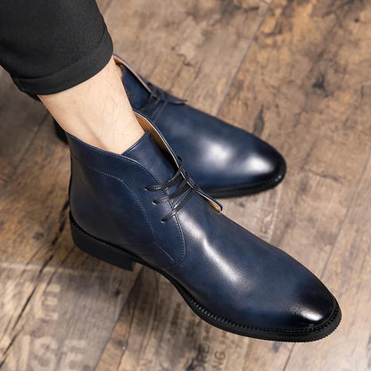 Men Chelsea Boots Men Slip-On Luxury Business Dress Short Boots Fashion Casual Career Ankle Boots Italy Handmade Leather Boots