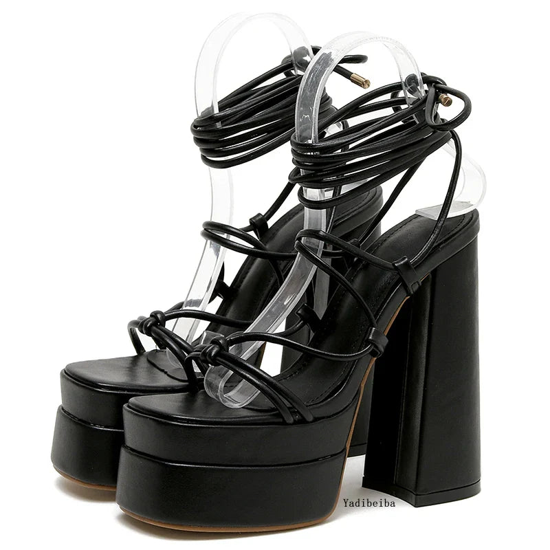 Ankle-Strap Woman Platform Sandals Shoes Heels High Platform Shoes Summer Sexy Elegant Fashion Woman Heels Shoes Sandals