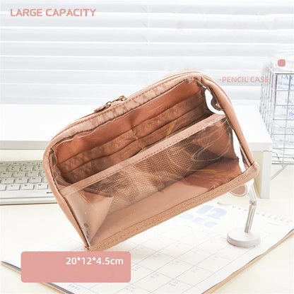 binfenxie Pencil Case Transparent Pencils Case Lapicera Estuche Escolar Multifunctional Stationery Pen Box Large Storage Bag School Supply