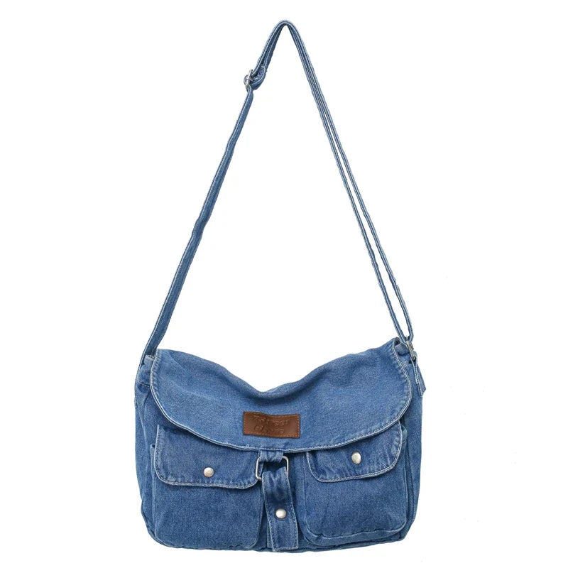 binfenxie Denim Women's Bag New Eco Reusable Ladies Handbags Canvas Shopping Travel Shoulder Bags Unisex Jeans Bag Shoppers