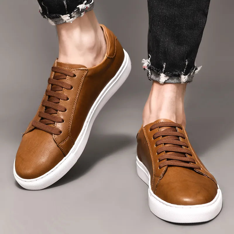 Men Shoes Genuine Leather Casual Shoes Fashion Sneakers British style Cow Leather Men Shoes New Men Sneakers