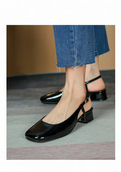 Mary jane Heels Women Pumps Chunky Strappy Heels Black Square toe Heels Women High heels Lolita Slingback Heels Cute shoes