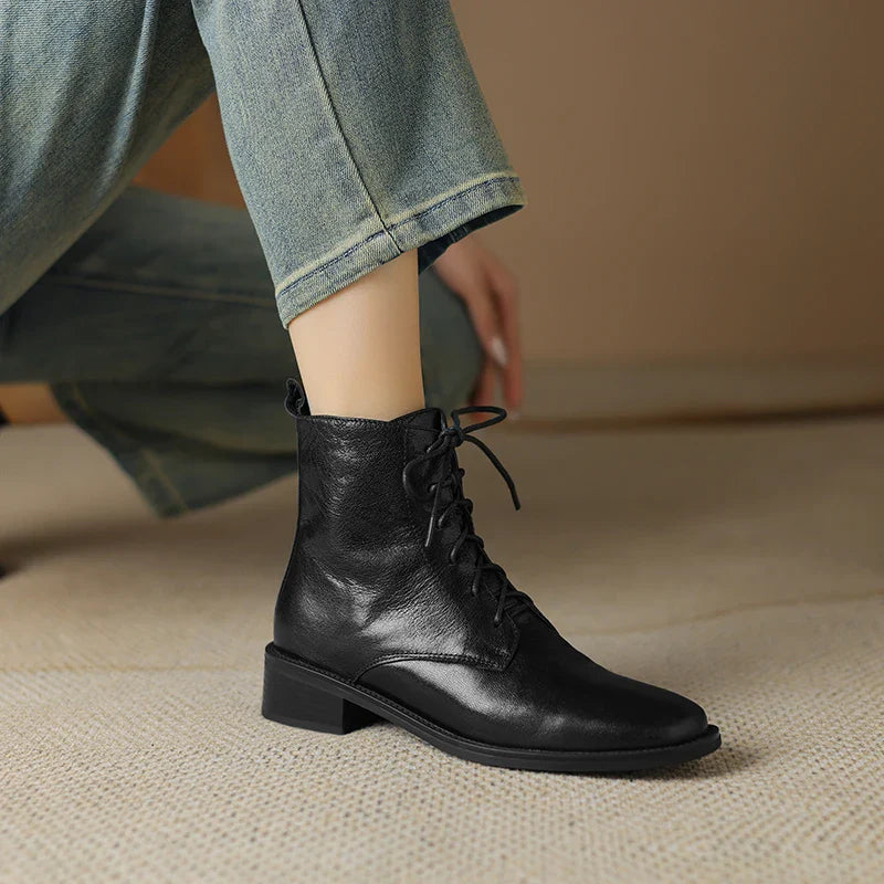 New Autumn Ankle Boots Winter Genuine Leather Women Boots Chelsea Boots Women Shoes Real Leather Shoes Retro Platform Boots