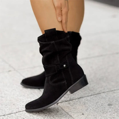 Women Ankle Boots Winter Low Heels  Autumn Winter Round Casual Shoes Faux Suede Female Low Boots Chelsea Boots Plus Size 43