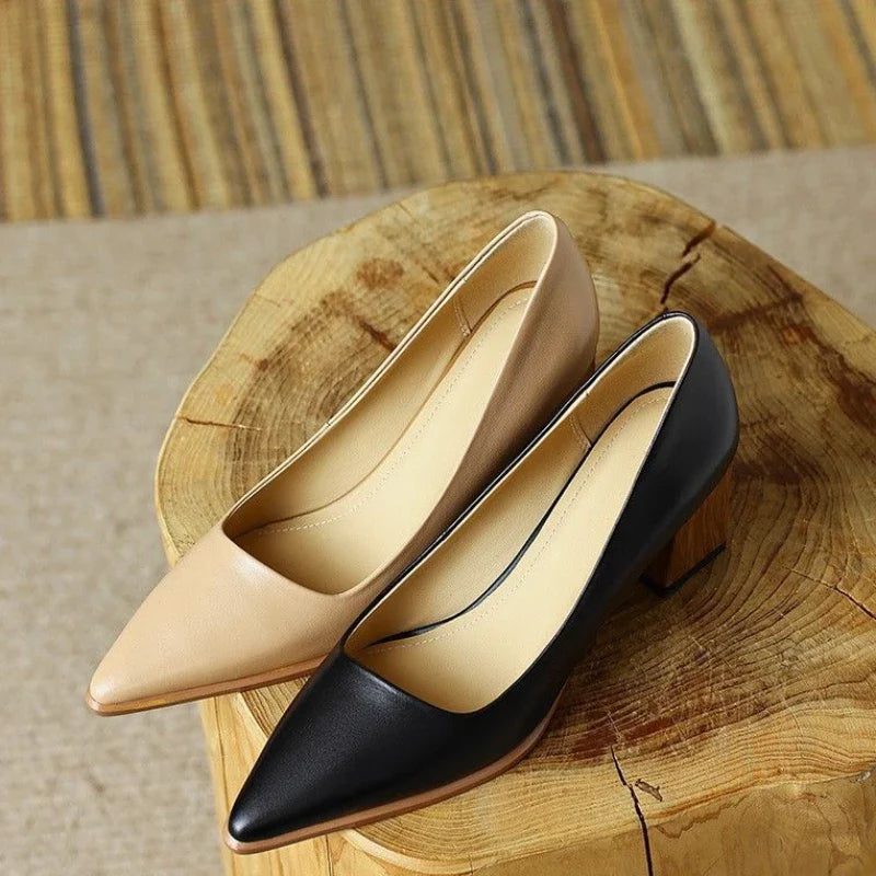 Women's Summer Footwear Pumps Formal Shoes for Woman Pointed Toe Office Black Moccasins on Heeled High Heels Quality Trend