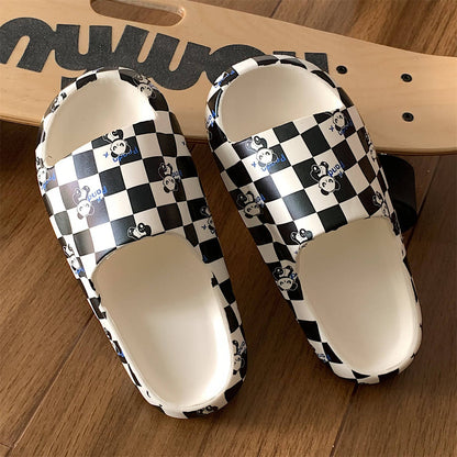 Summer Home Cow Pattern Women Slippers Black White Thick Sole EVA Girls Platform Shoes Outdoor Cartoon Ladies Beach Slides