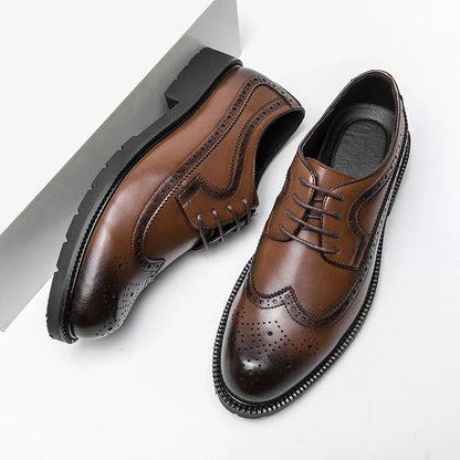 Men's Genuine Leather Shoes Classic Business Office Shoes Lace Up Low Heel Fashion Men's Casual Shoes Luxury Banquet Dress Shoes