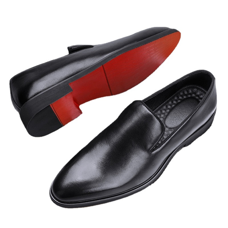 Red Sole Loafers Men Shoes PU Solid Color Fashion Business Casual Party Daily Versatile Simple Lightweight Classic Dress Shoes