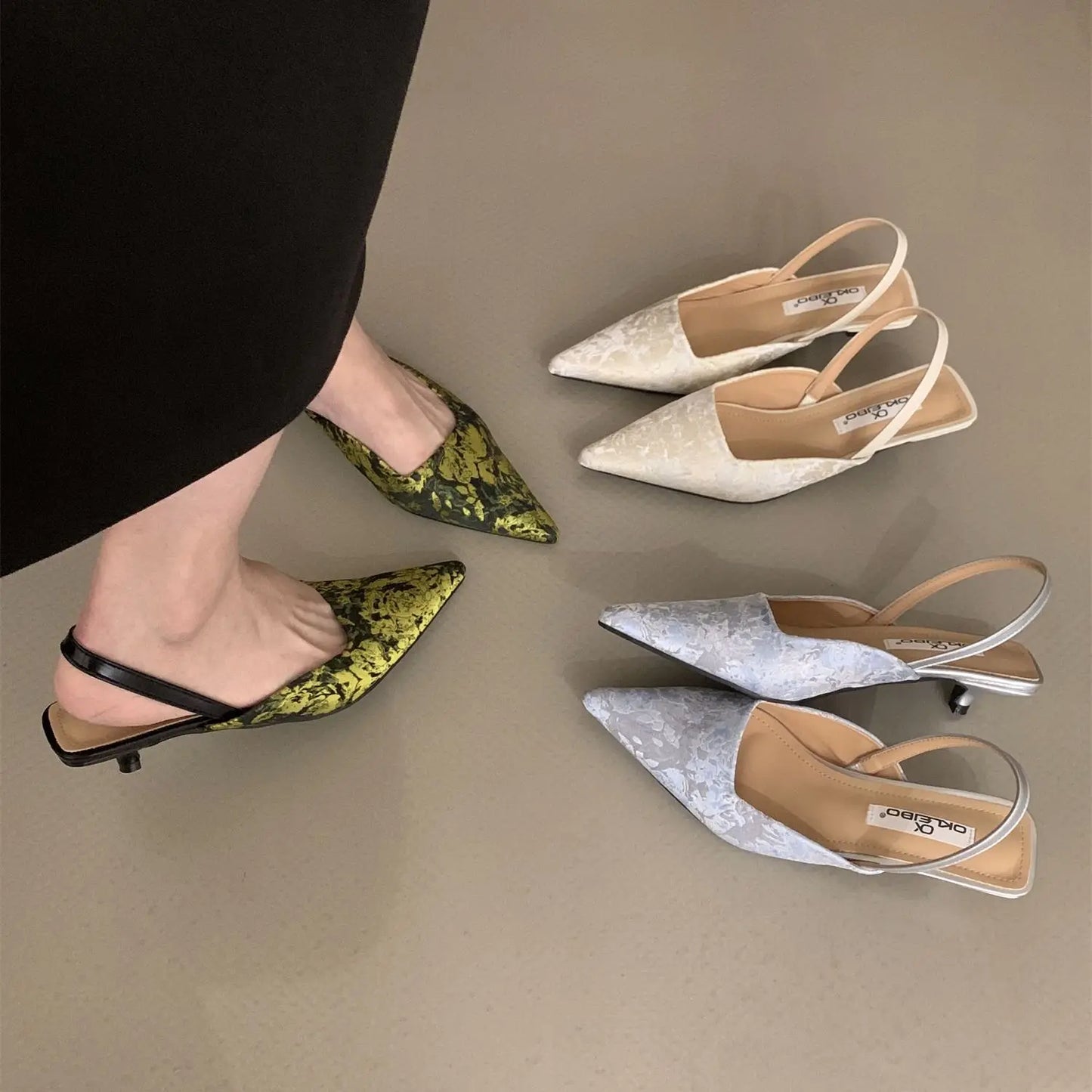 binfenxie  -    Fashion Women Sandals Party Pumps Thin High Heels Elastic Band Black White Beige Rose Summer Dress Shoes