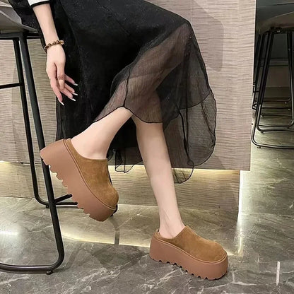 binfenxie  -  Winter Platform Flats Women Warm Fur Mules Slippers Fashion Slip on Slides Comfort Casual Home Female Cotton Shoes