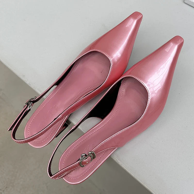 Futurecen Pink Ladies High Heels Shoes Slides New  Women Thin Heels Shoes For Female 2024 Fashion Shallow Pointed Toe Footwear Pumps