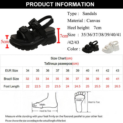 White Chunky Platform Sandals Women Summer Thick Bottom Non Slip Beach Shoes Woman Fashion Buckle Sports Sandals Plus Size