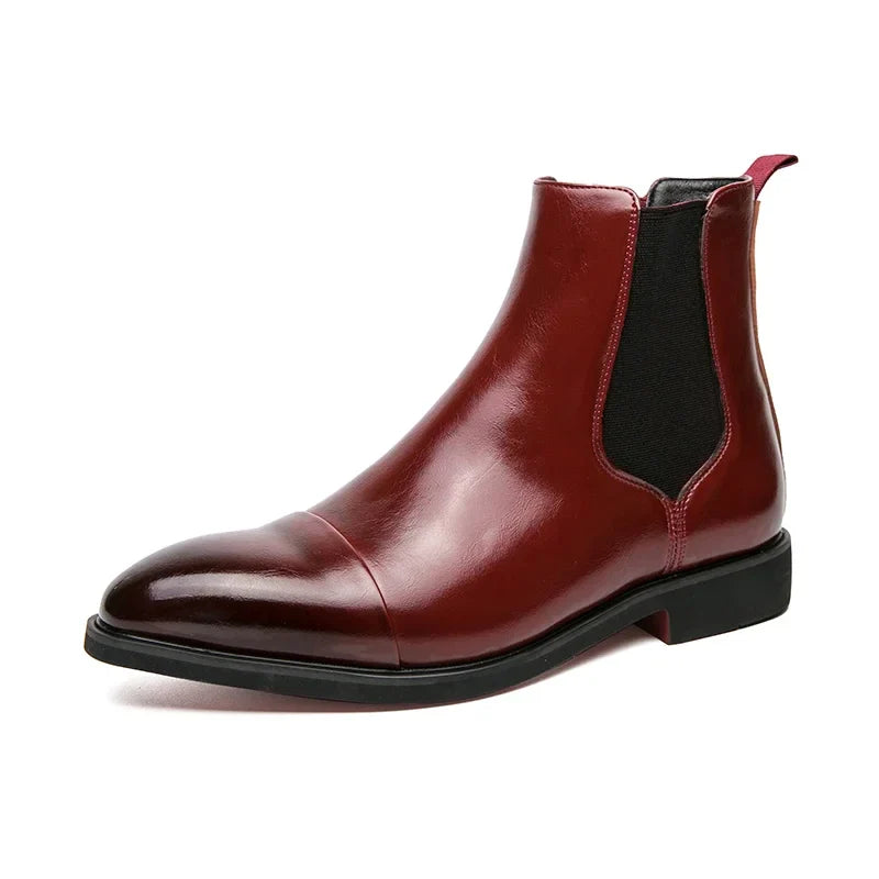 Luxury Brand Men's Chelsea Boots New Outdoor Red Sole Square Shoes Handmade Toe Business Ankle Boots for Men Dress Boots