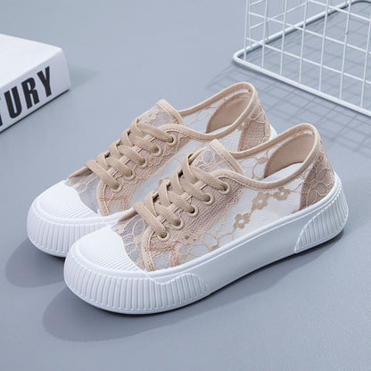 Summer Women Lace Casual Shoes Woman Breathable Mesh Sneakers Flats Platform Floral Loafers Comfort Shallow Walking Shoes 35-40