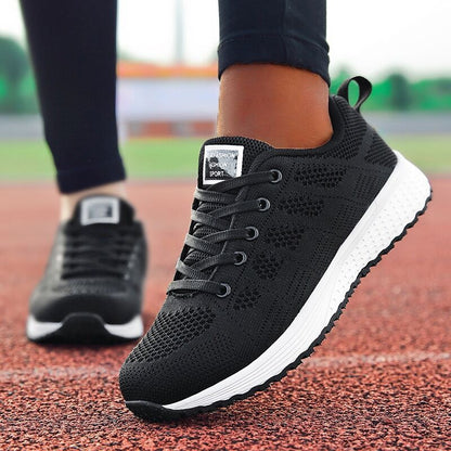 Women Casual Shoes Fashion Walking Mesh Flat Shoes For Women Sneakers  Gym Women Vulcanized Shoes White Black Tennis Female