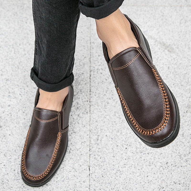 New Arrival Genuine Leather Shoes Men Loafers Soft Comfortable Mens Business Shoes Flat Casual Footwear Male Brand Shoes A2707