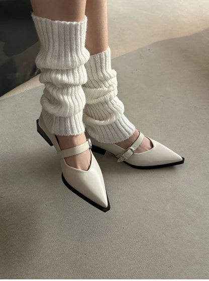 Futurecen Mary Jane Shoes 2024 New Summer Pointed Toe Low Heel Women Shallow Single Pumps Women Fashion Buckle Shoes