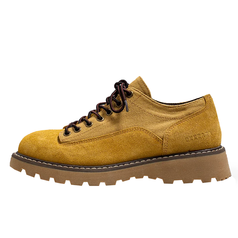 Italian Brand Fashionable New Men's Work Shoes Retro Yellow Thick Soled Lace Up Men's Oxford Shoes Outdoor Hiking Shoes