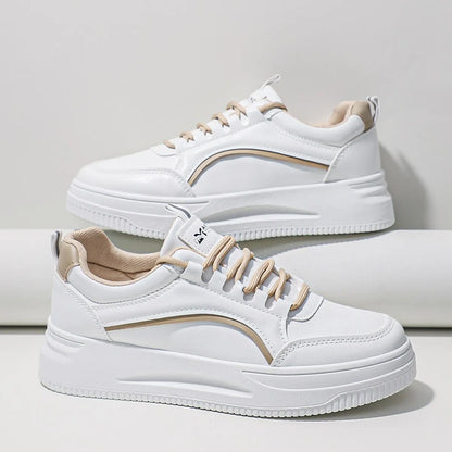 Women New Style Lace Up Casual White Shoes, Sporty Skate Shoes For Outdoor Comfortable and Fashionable Casual Skate Shoes