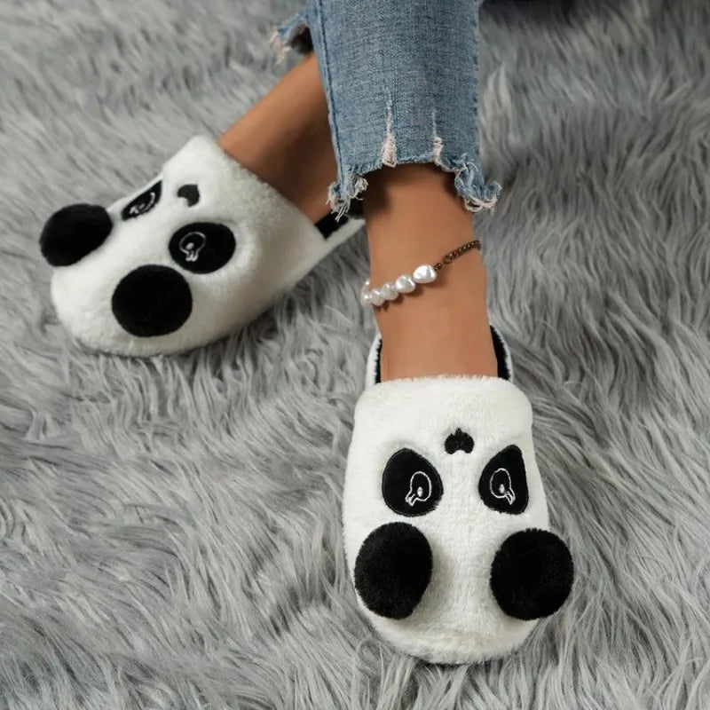 Winter Warm House Slippers Panda Non Slip Fleece Plush Home on Shoes Indoor Outdoor Shoes Winter Shoes Woman Warm