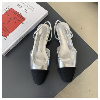 Classic Elegant Mixed Color Slingback Sandals Women Elastic Band Back Strap Flat Ballet New Design Shoes Brand Mule Office