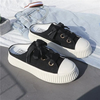 Summer Sneakers Women's Slippers and Ladies Sandals Sports Slides with Bow Height Shoes Round Toe Cotton Junior White