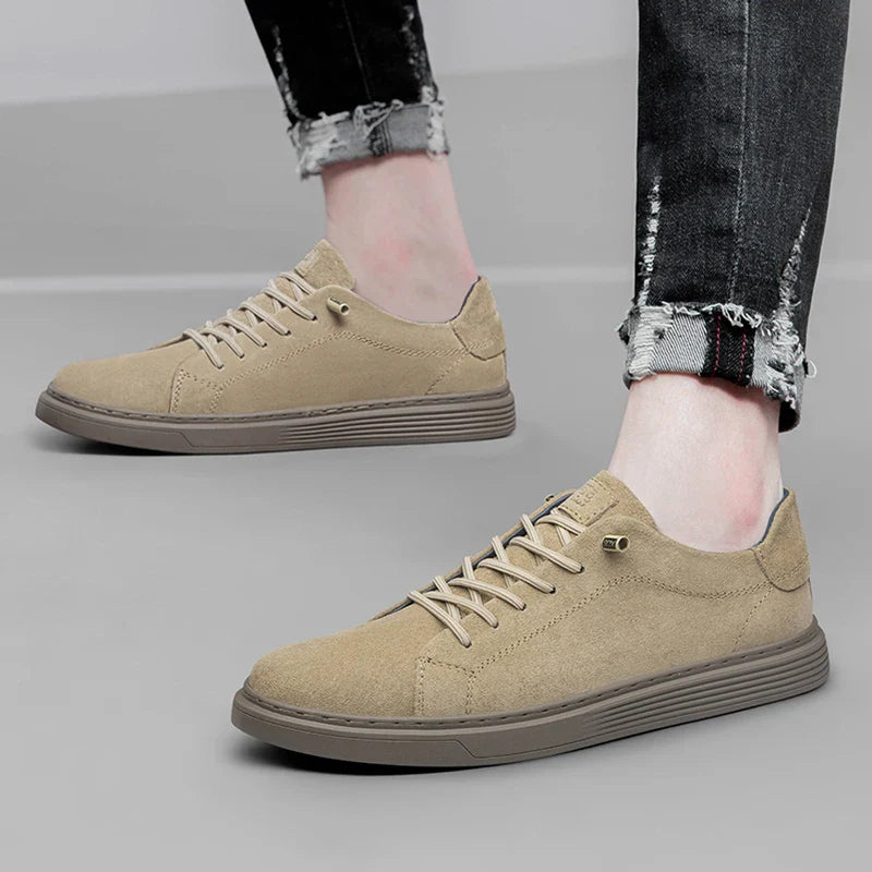 High Quality Brown Suede Leather Shoes Men's Casual Shoes Women's Jogging Shoes Lace Up Soft Sole Sports Shoes Big Size: 36-47