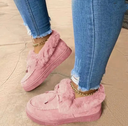 Women Winter Boots Warm Plush Velvet Ankle Snow Boots Lace Up Soft Winter Sneakers Comfortable Cotton Shoes for Women