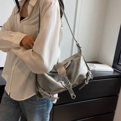 binfenxie PU High Quality Women's Bag Fashionable, Simple, Large Capacity High Quality Shoulder Bag Summer Solid Color Versatile Handbag