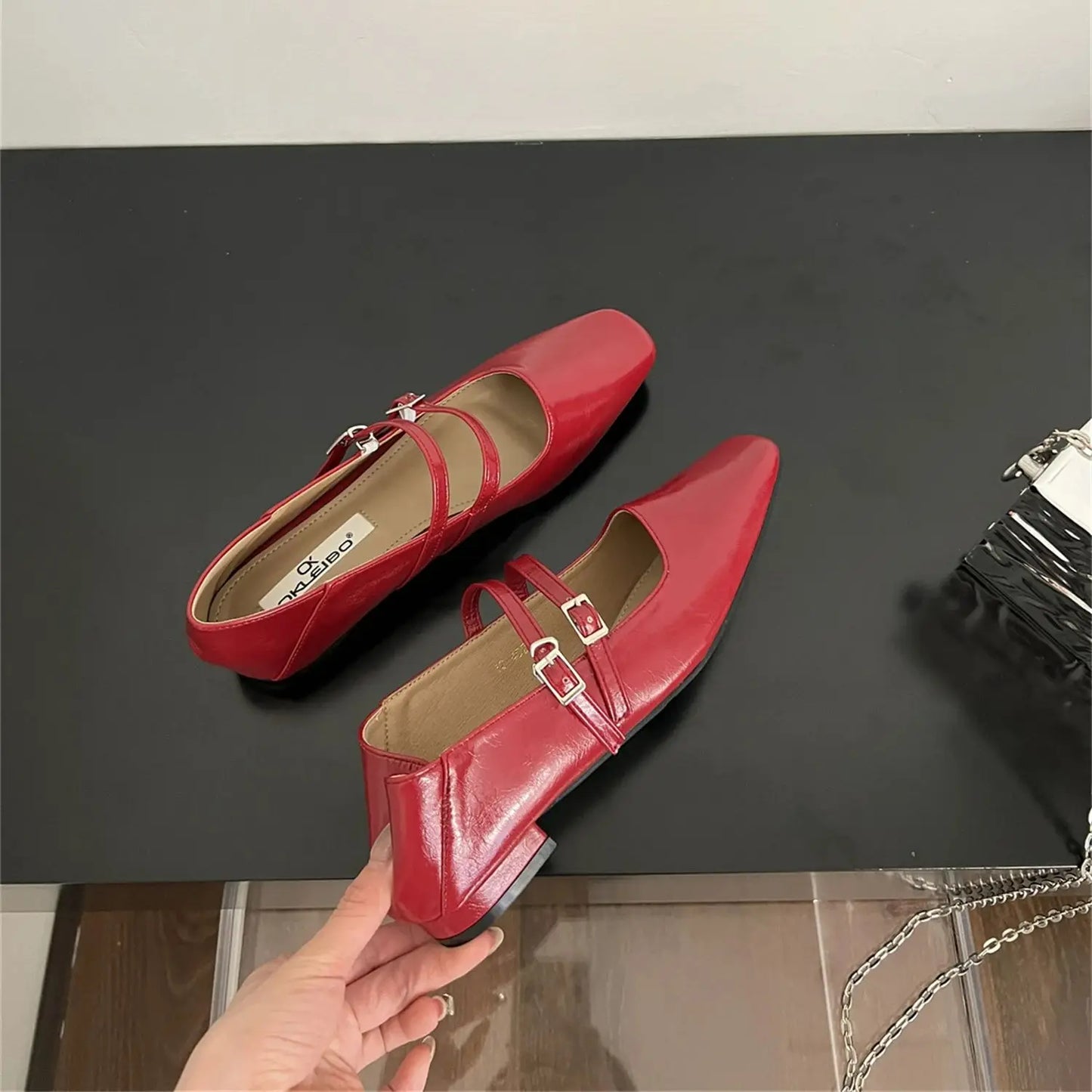 binfenxie  -   New Women Flats Fashion Square Toe Shallow Ladies Mary Jane Ballerinas Shoes Flat Heel Casual Ballet Shoes Mujer