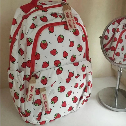 binfenxie High-capacity Women All Match Backpack Kawaii Cute Strawberry Print Students Schoolbags   Harajuku Sweet Chic Backpacks