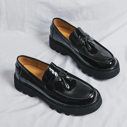 Black New Fashion Tassel Men Party and Wedding Handmade Loafers italian Men's Dress Shoes Comfortable Breathable Men Shoes