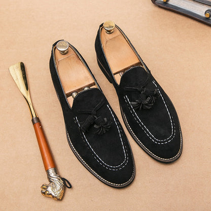 New Loafers Casual Shoes Flock Brown Breathable Slip-On Tassels Spring Men Shoes Free Shipping Size 38-47 Zapatos De Hombre