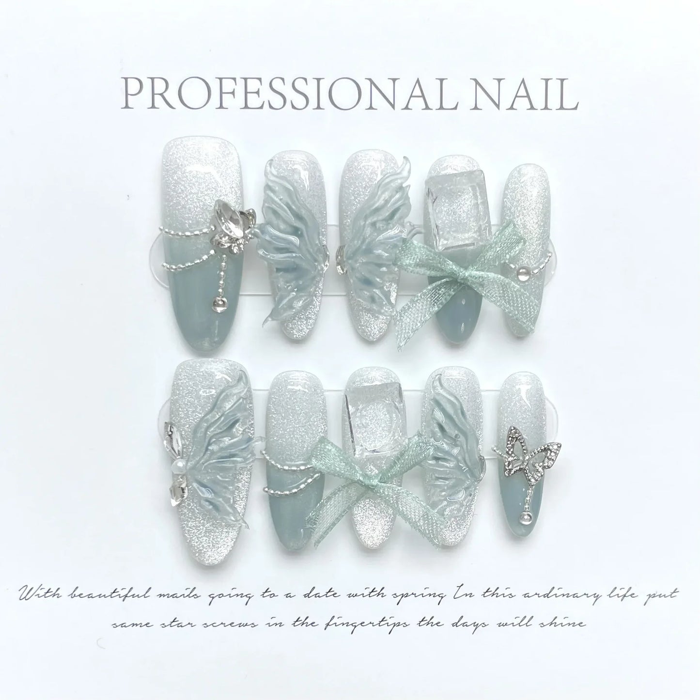 10pcs detachable almond handmade false nails ballet wearable Maillard style artificial nail with glue fall winter press on nails