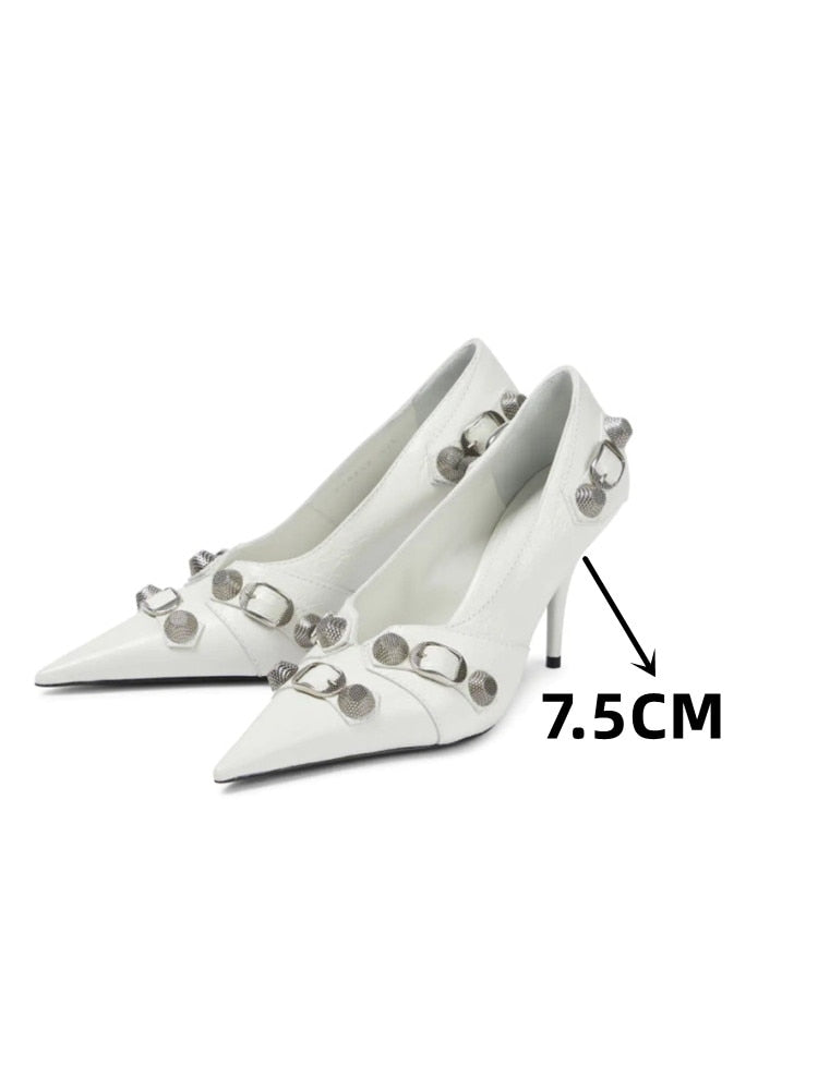 European and American Pointed Thin High-heeled Women's Single Shoes Fashion Rivets New Spring and Summer Sexy Women's Shoes