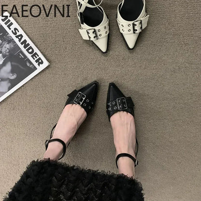 Summer Rivet Women Sandals Designer Ladies Pointed Toe Flats Sandalias Female Elegant Dress Gladiator Shoes