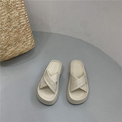 Summer Open Toe Women Slippers Fashion Ladies Casual Platform Flat Heel Outdoor Beach Slides Shoes Flip Flops